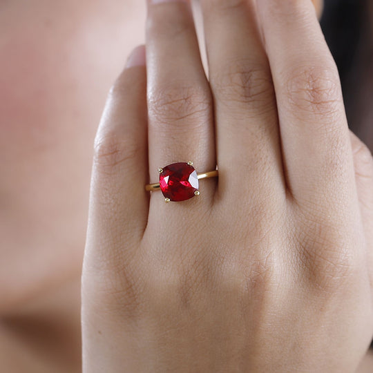 J Francis gefertigt mit SWAROVSKI Siam Farbe Kristall Ring 925 Silber vergoldet