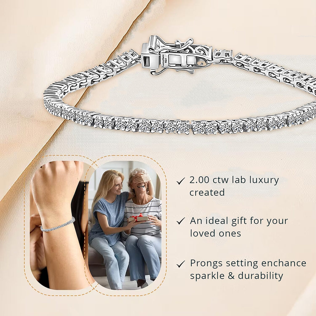 LUXURIANT DIAMOND - Lab Grown Diamant SI Armband ca. 15.25 cm 925 Silber Platiniert ca. 2,00 ct.
