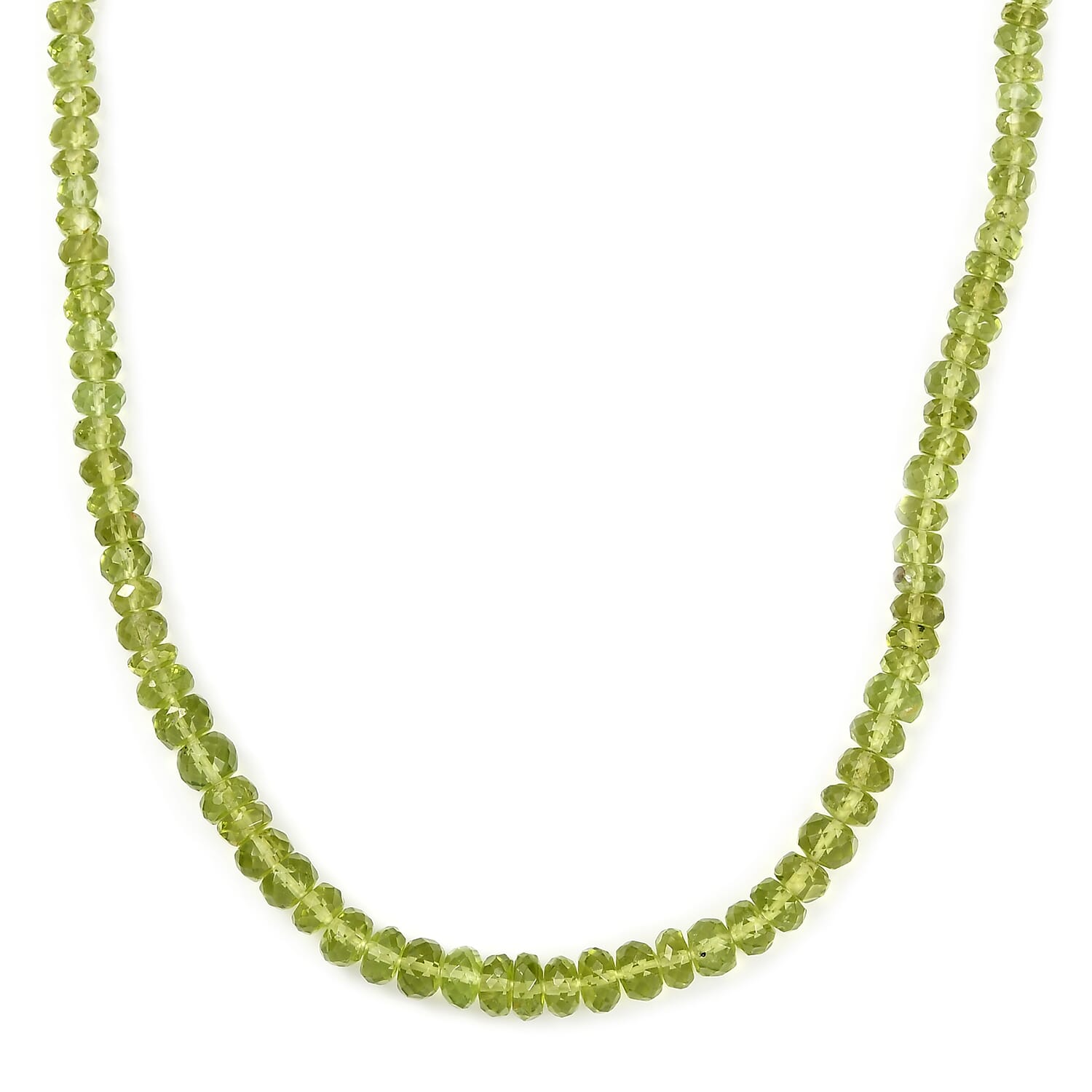 Peridot Halskette ca. 45 cm + 5 cm Extender, 925 Silber 750 Gelbgold Vermeil ca. 90,25 ct.
