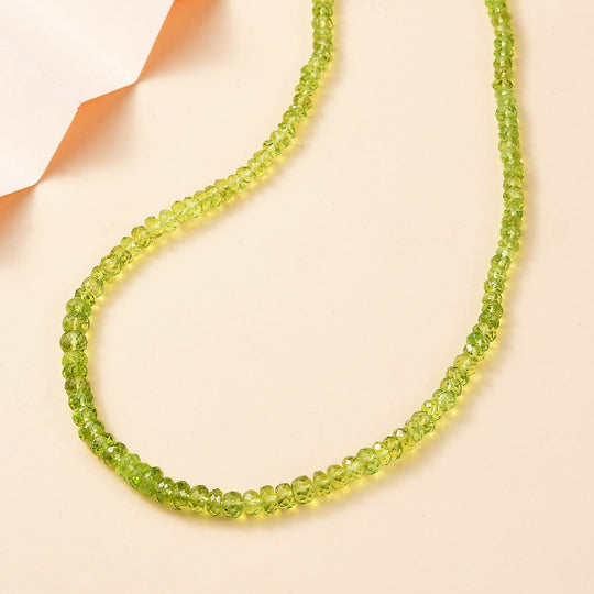 Peridot Halskette ca. 45 cm + 5 cm Extender, 925 Silber 750 Gelbgold Vermeil ca. 90,25 ct.