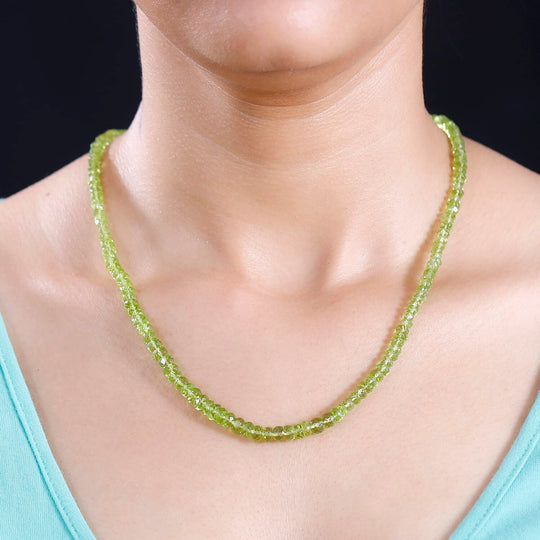 Peridot Halskette ca. 45 cm + 5 cm Extender, 925 Silber 750 Gelbgold Vermeil ca. 90,25 ct.