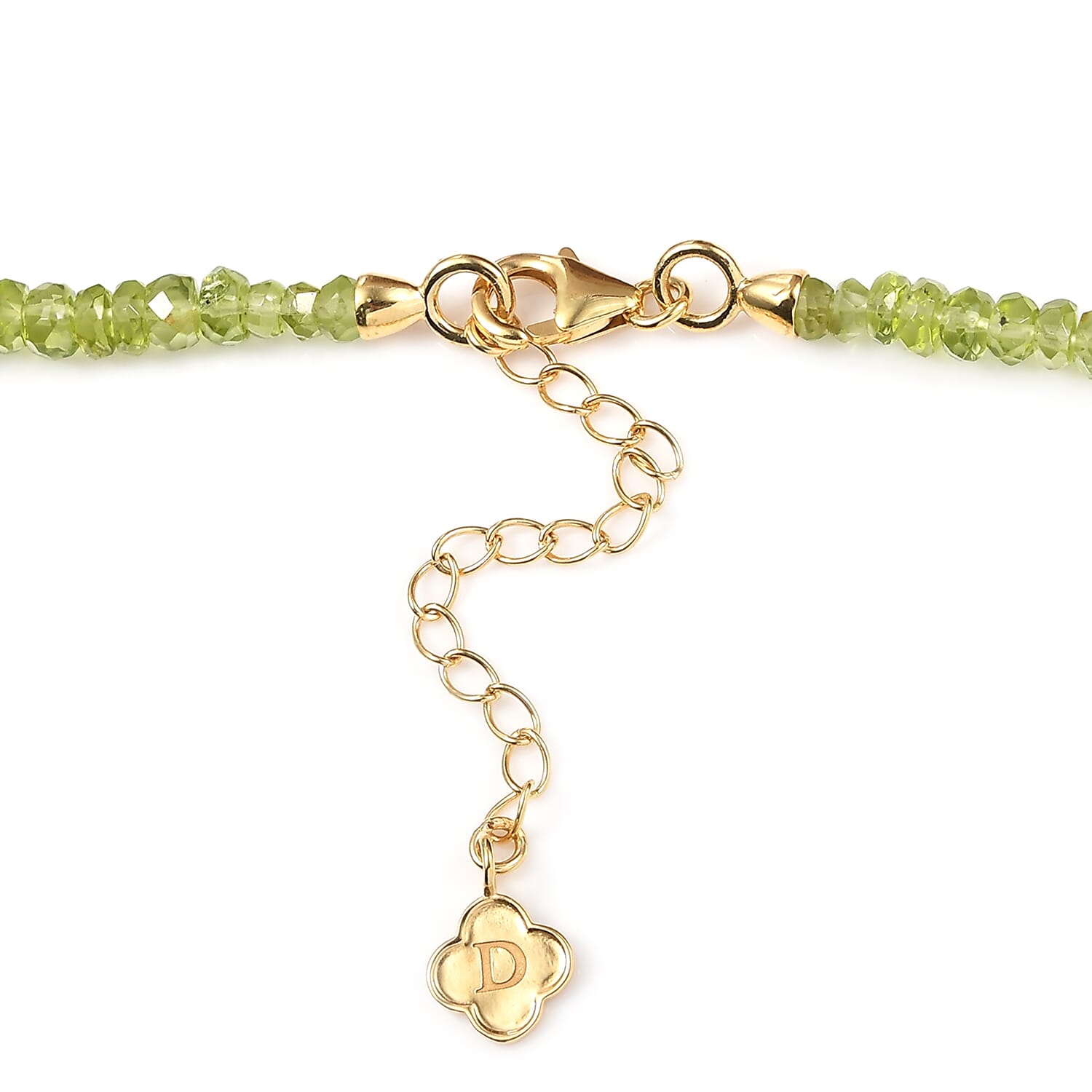 Peridot Halskette ca. 45 cm + 5 cm Extender, 925 Silber 750 Gelbgold Vermeil ca. 90,25 ct.