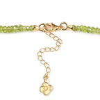 Peridot Halskette ca. 45 cm + 5 cm Extender, 925 Silber 750 Gelbgold Vermeil ca. 90,25 ct.