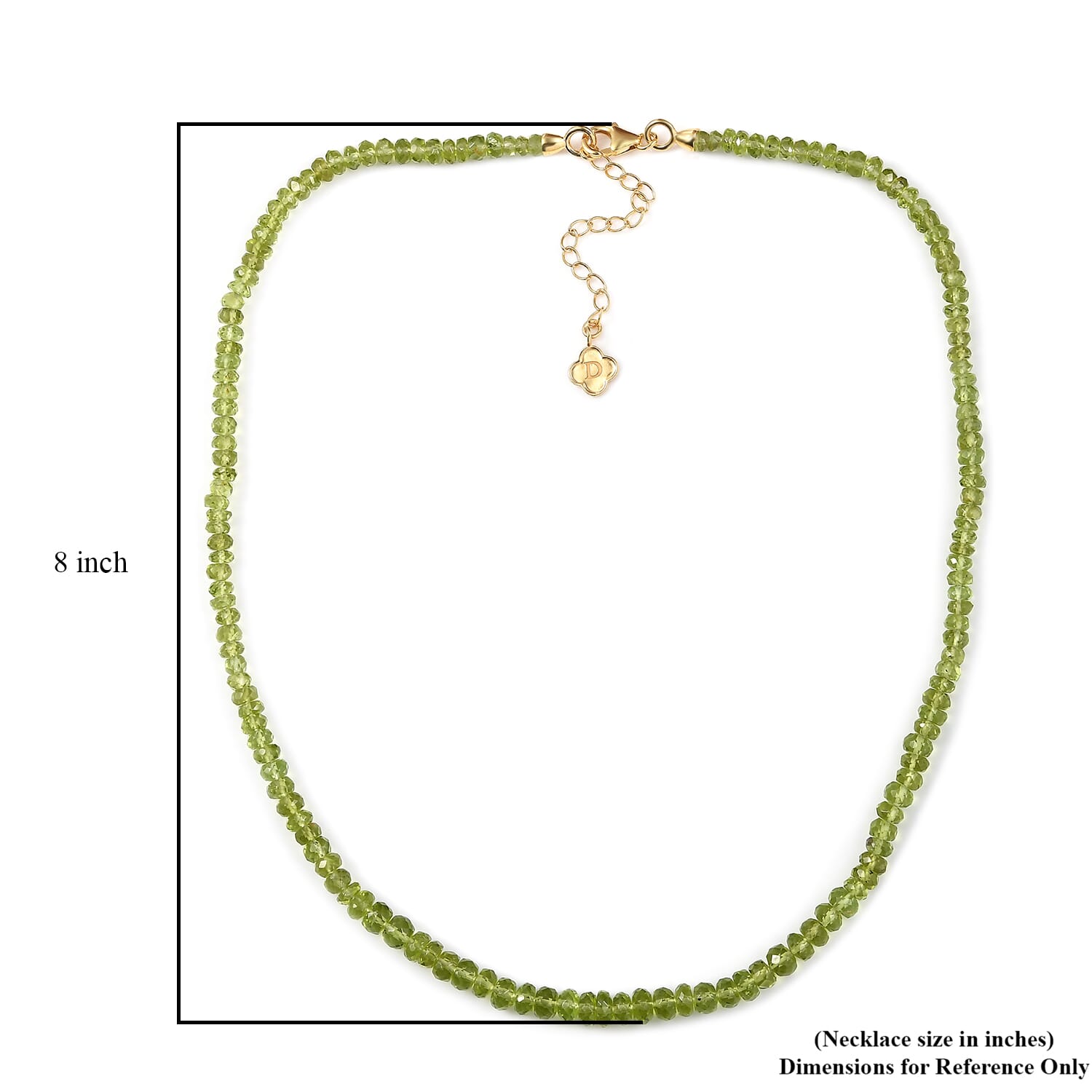 Peridot Halskette ca. 45 cm + 5 cm Extender, 925 Silber 750 Gelbgold Vermeil ca. 90,25 ct.