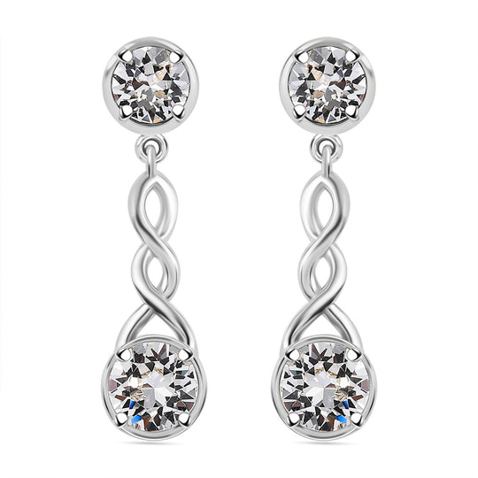 J Francis gefertigt mit Swarovski Weißer Kristall Ohrringe 925 Silber 750 Gelbgold Vermeil