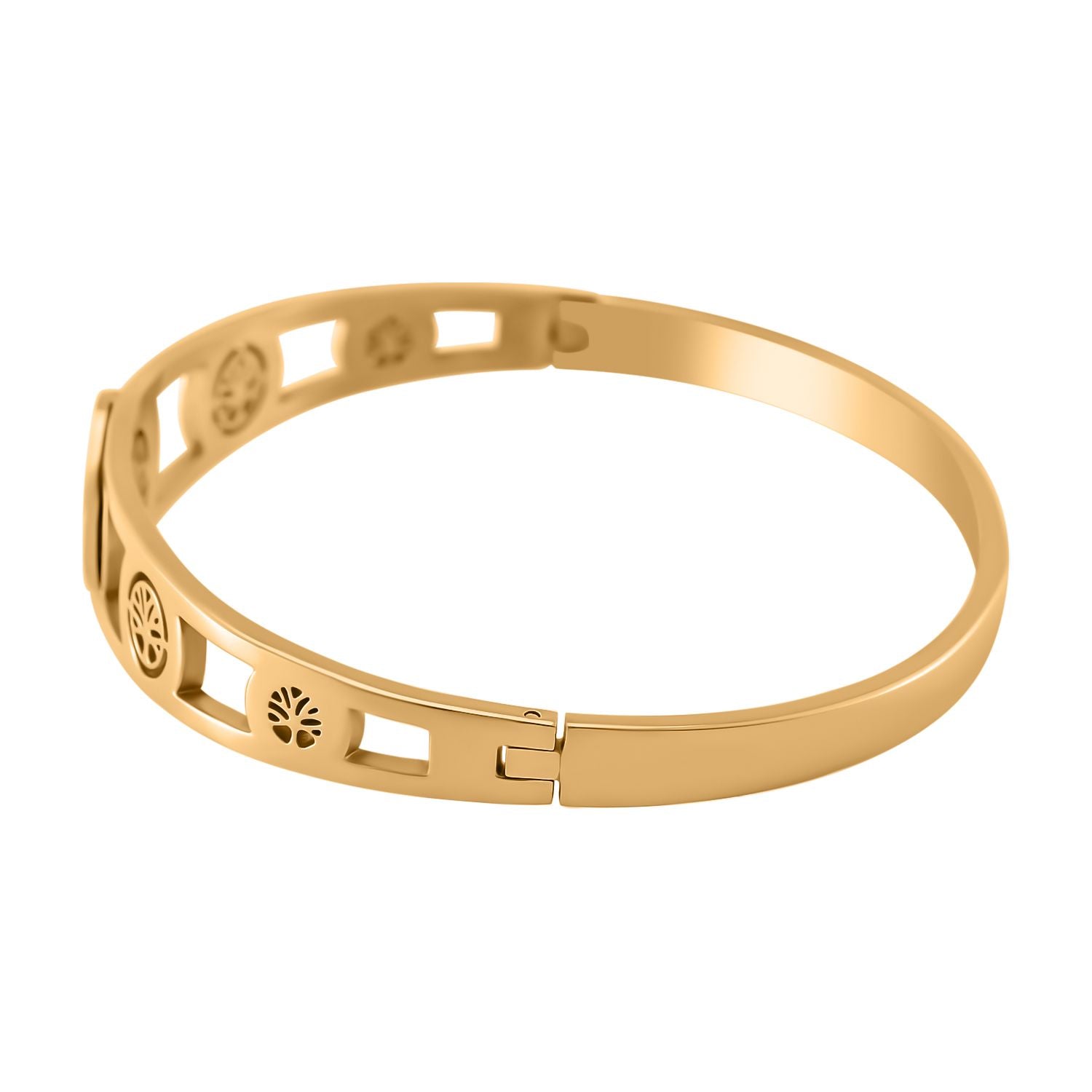 Weißer Zirkonia Armreif ca. 20 cm Reiner Edelstahl IP-Gelbbeschichtung