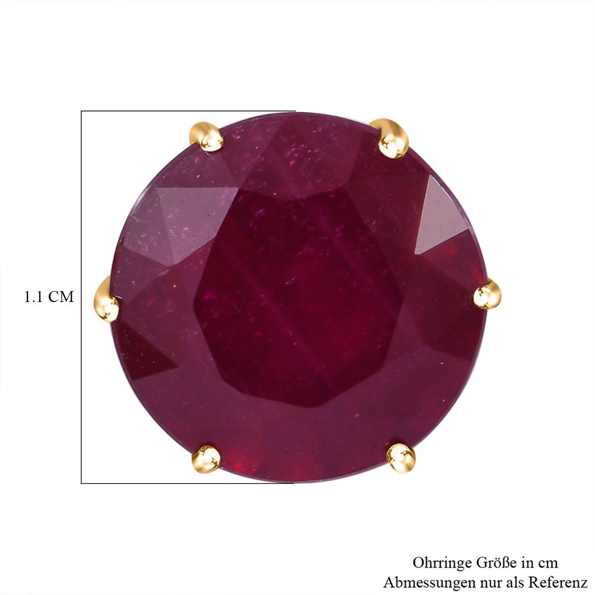 Afrikanischer Rubin (Fissure gefüllt) Ohrringe 925 Silber Gelbgold Vermeil ca. 11,30 ct.