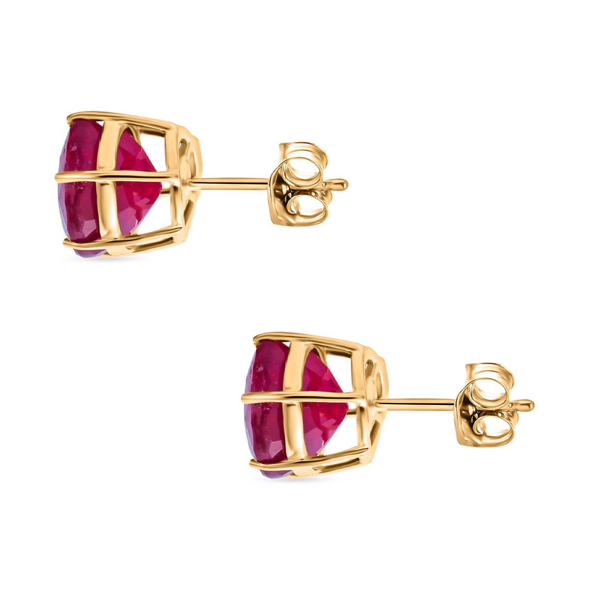 Afrikanischer Rubin (Fissure gefüllt) Ohrringe 925 Silber Gelbgold Vermeil ca. 11,30 ct.