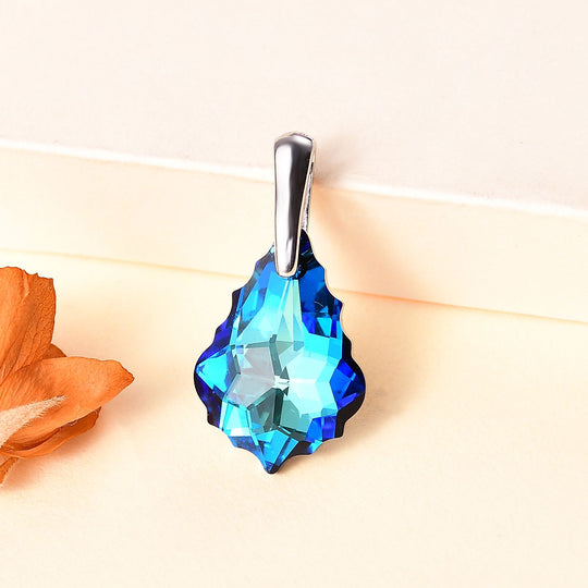 J Francis gefertigt mit SWAROVSKI Bermuda blau Swarovski Kristall Anhänger 925 Silber rhodiniert