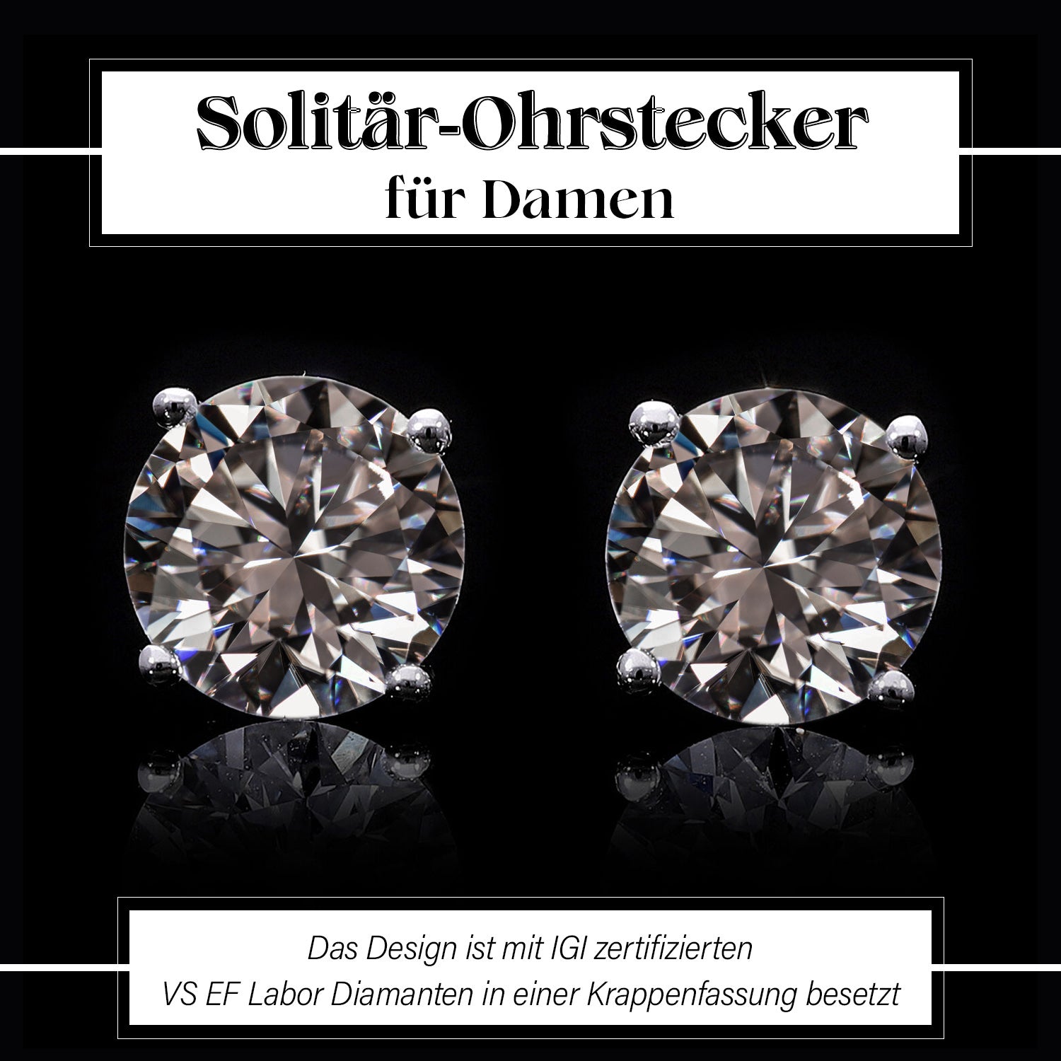 LUXURIANT DIAMOND - Lab-grown Diamant VS-EF SGL zertifiziert Ohrringe, 585 Gold, ca. 2.00 ct