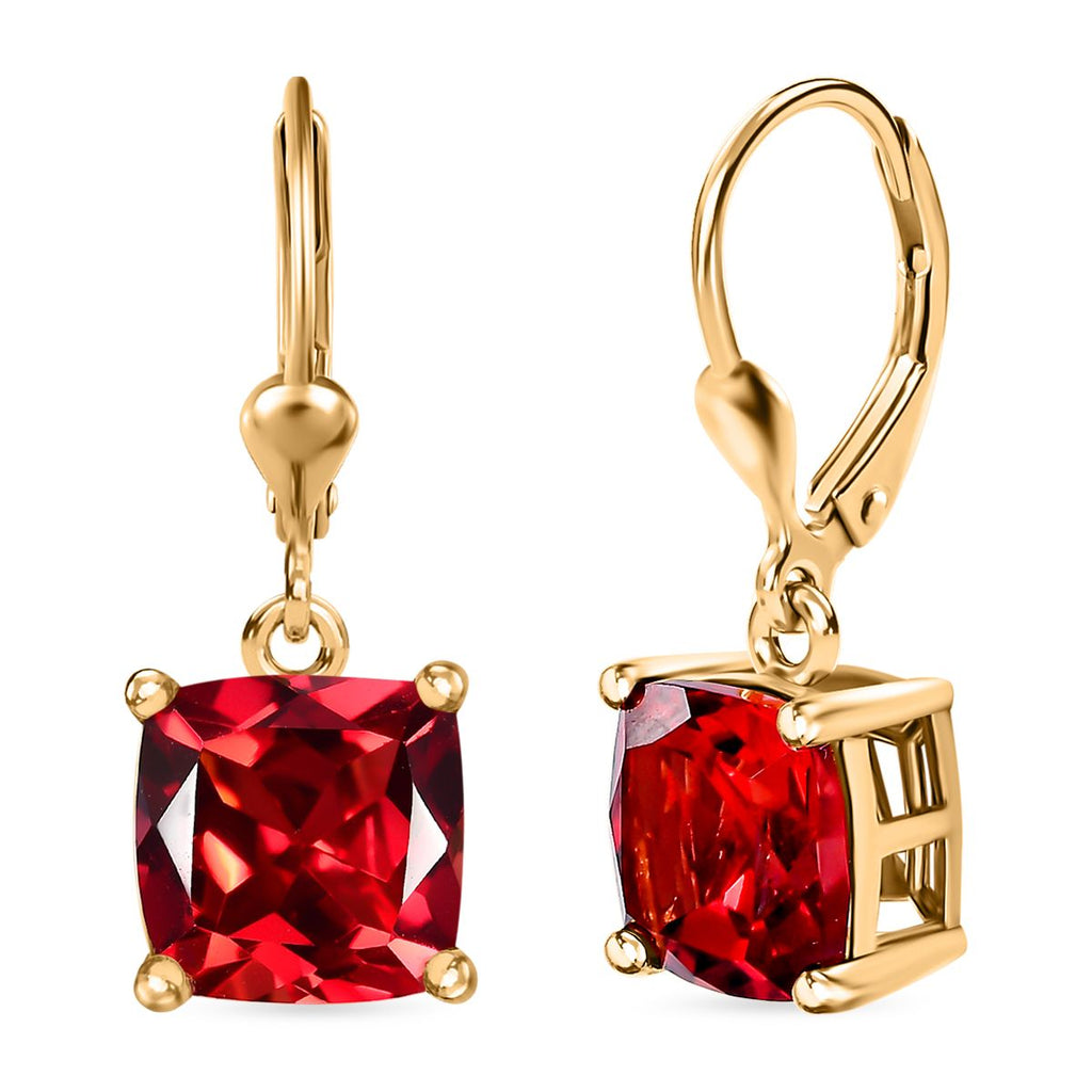 Lab Created Padparadscha-Saphir Ohrringe 925 Silber 750 Gelbgold Vermeil ca. 9.72 ct