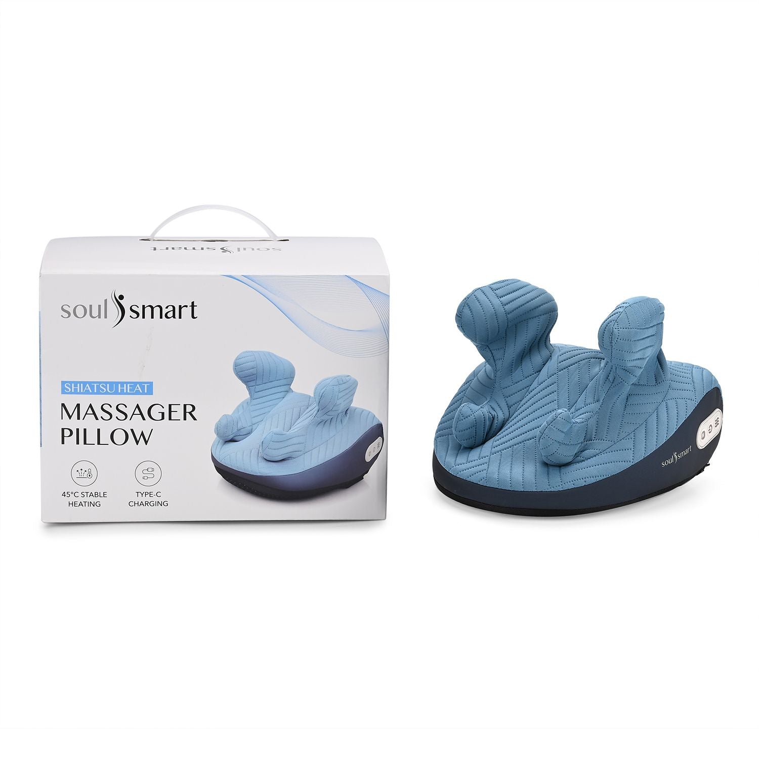 SOULSMART - Shiatzu Kissen für ganzkörper Massage, 2 Modi, 2 Heiztemperaturen, Blau