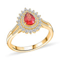 LUXORO AAA Roter Saphir, Weißer Diamant AGI zertifiziert und geprüft Ring 585 Gelb Gold (Größe 20.00) ca. 1.35 ct