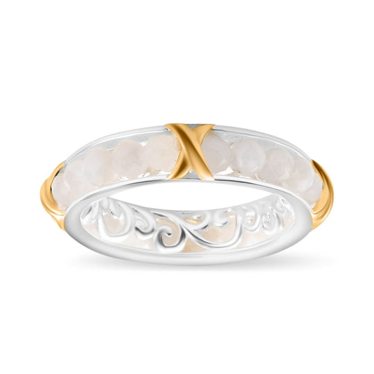 Weißer Mondstein Ring, Goldton,(Größe 18.00) ca. 7.00 ct