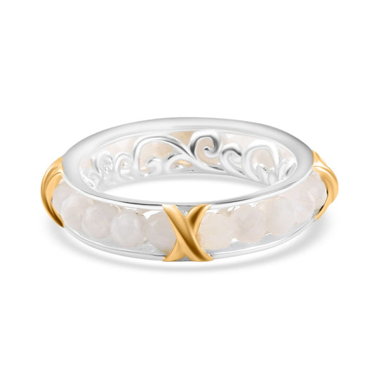 Weißer Mondstein Ring, Goldton,(Größe 18.00) ca. 7.00 ct