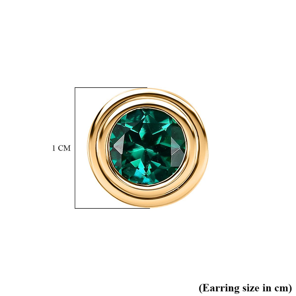 Lab Grown Smaragd Ohrringe 925 Silber 750 Gelbgold Vermeil ca. 1,50 ct.