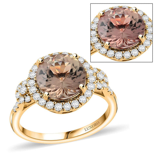 LUXORO AAA Turkizit, Weißer Diamant Ring 585 Gold (Größe 18.00) ca. 4,00 ct
