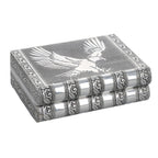 Handgefertigtes, Aluminium-Schmuckkästchen, silber, Adlerprägung