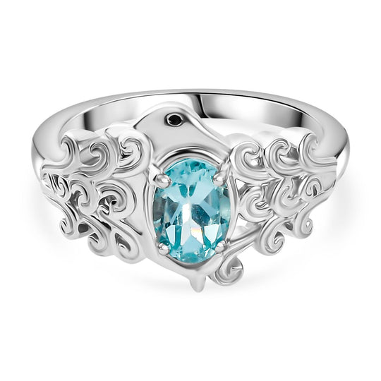 AA Lagunen Apatit Ring 925 Silber rhodiniert (Größe 20.00) ca. 0,81 ct
