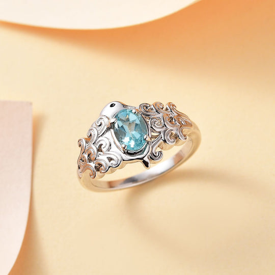 AA Lagunen Apatit Ring 925 Silber rhodiniert (Größe 20.00) ca. 0,81 ct