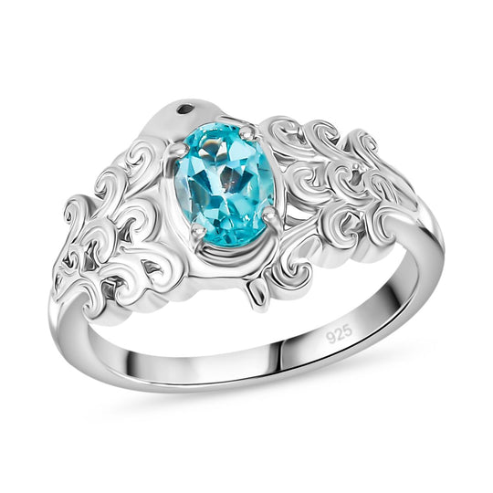 AA Lagunen Apatit Ring 925 Silber rhodiniert (Größe 20.00) ca. 0,81 ct