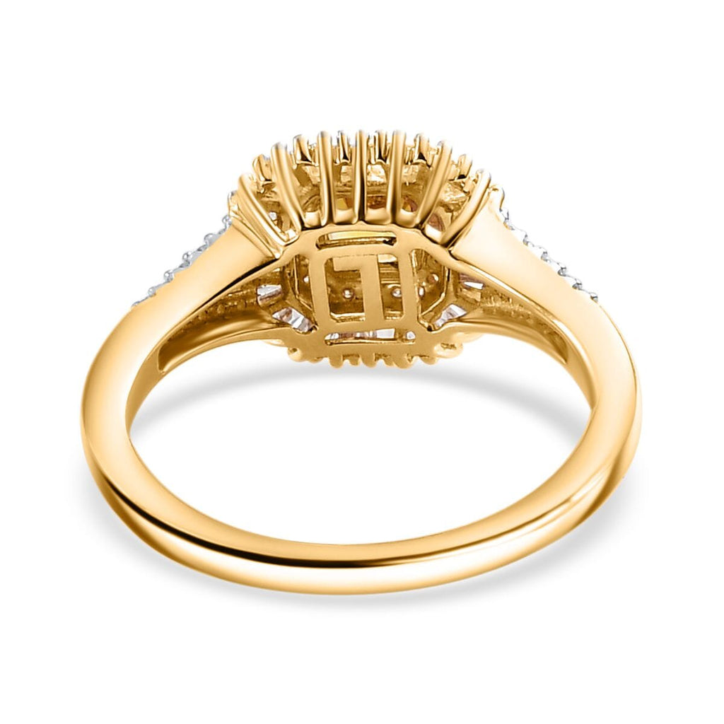AAA Gelber Saphir, Weißer Diamant AGI zertifiziert und geprüft Ring 585 Gelbgold (Größe 16.50) ca. 1,31 ct
