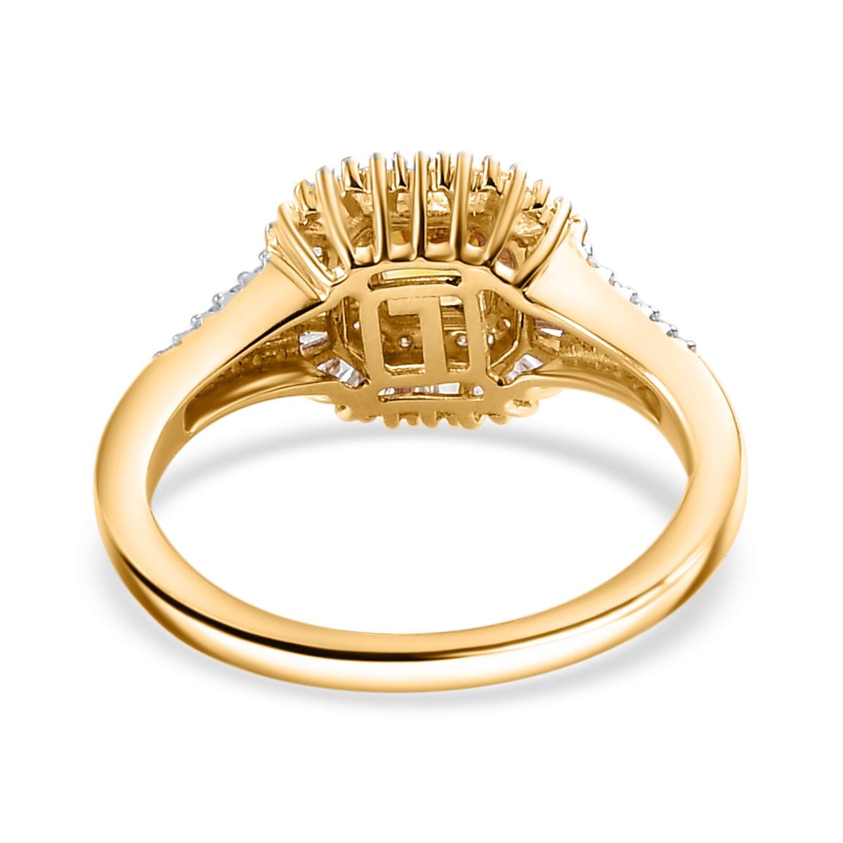 AAA Gelber Saphir, Weißer Diamant AGI zertifiziert und geprüft Ring 585 Gelbgold (Größe 16.50) ca. 1,31 ct