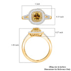 AAA Gelber Saphir, Weißer Diamant AGI zertifiziert und geprüft Ring 585 Gelbgold (Größe 16.50) ca. 1,31 ct