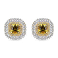 AAA Gelber Saphir, Weißer Diamant Ohrringe, AGI zertifiziert und geprüft, 585 Gelb Gold ca. 2.44 ct