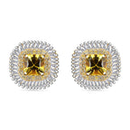 AAA Gelber Saphir, Weißer Diamant Ohrringe, AGI zertifiziert und geprüft, 585 Gelb Gold ca. 2.44 ct