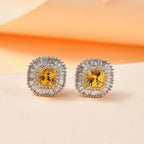 AAA Gelber Saphir, Weißer Diamant Ohrringe, AGI zertifiziert und geprüft, 585 Gelb Gold ca. 2.44 ct