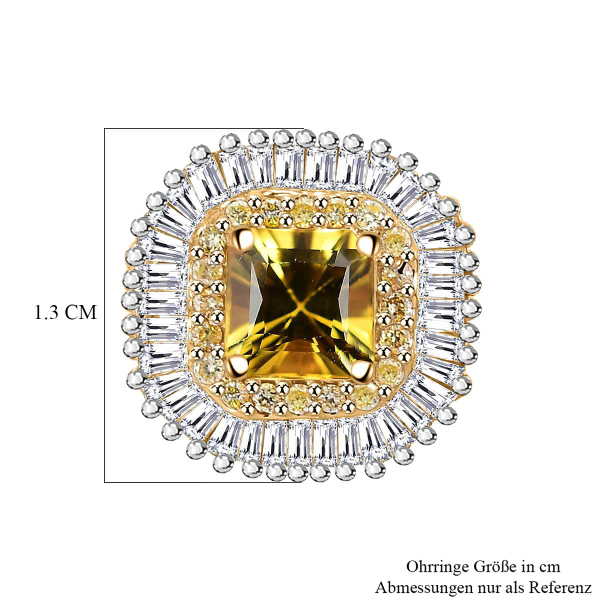 AAA Gelber Saphir, Weißer Diamant Ohrringe, AGI zertifiziert und geprüft, 585 Gelb Gold ca. 2.44 ct