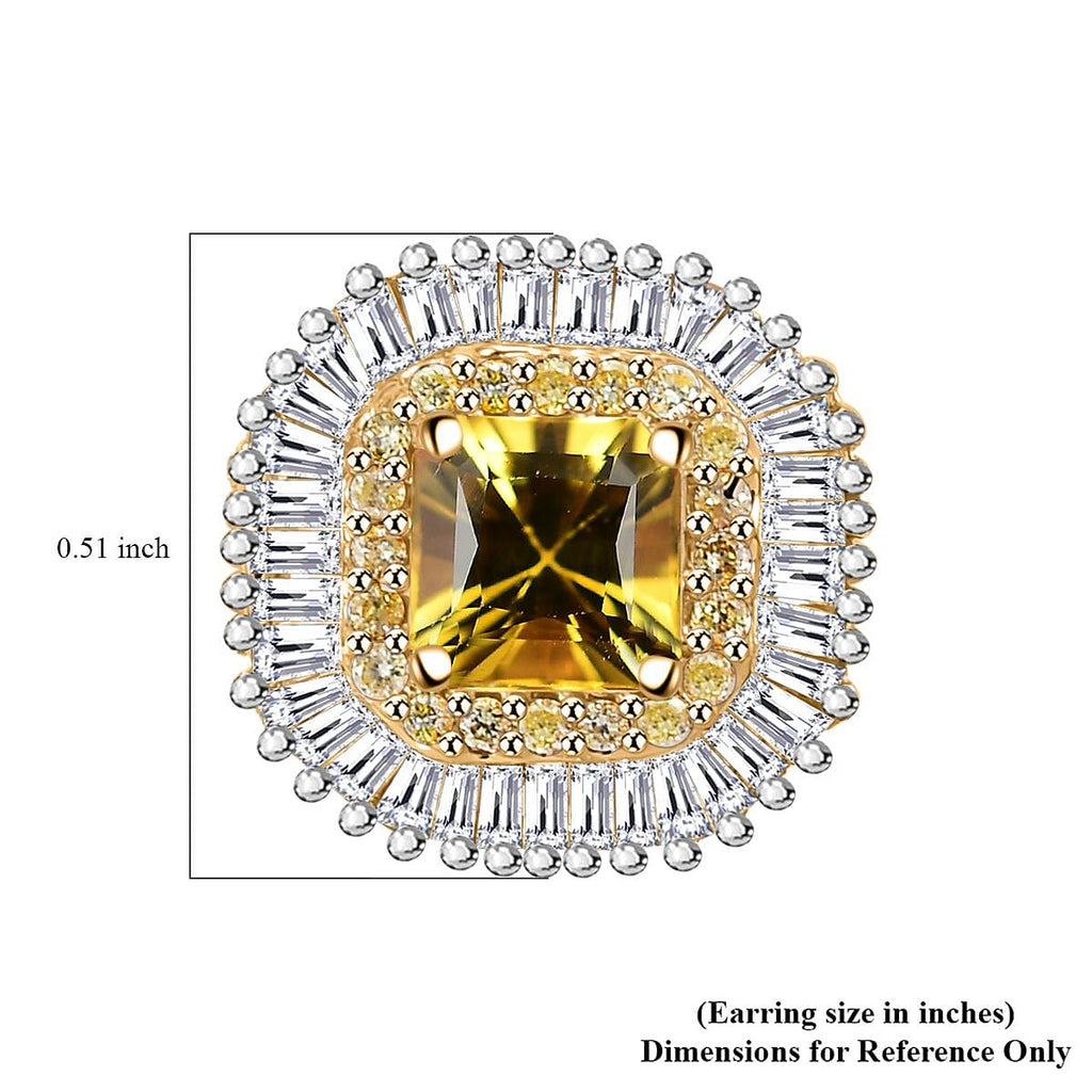 AAA Gelber Saphir, Weißer Diamant Ohrringe, AGI zertifiziert und geprüft, 585 Gelb Gold ca. 2.44 ct