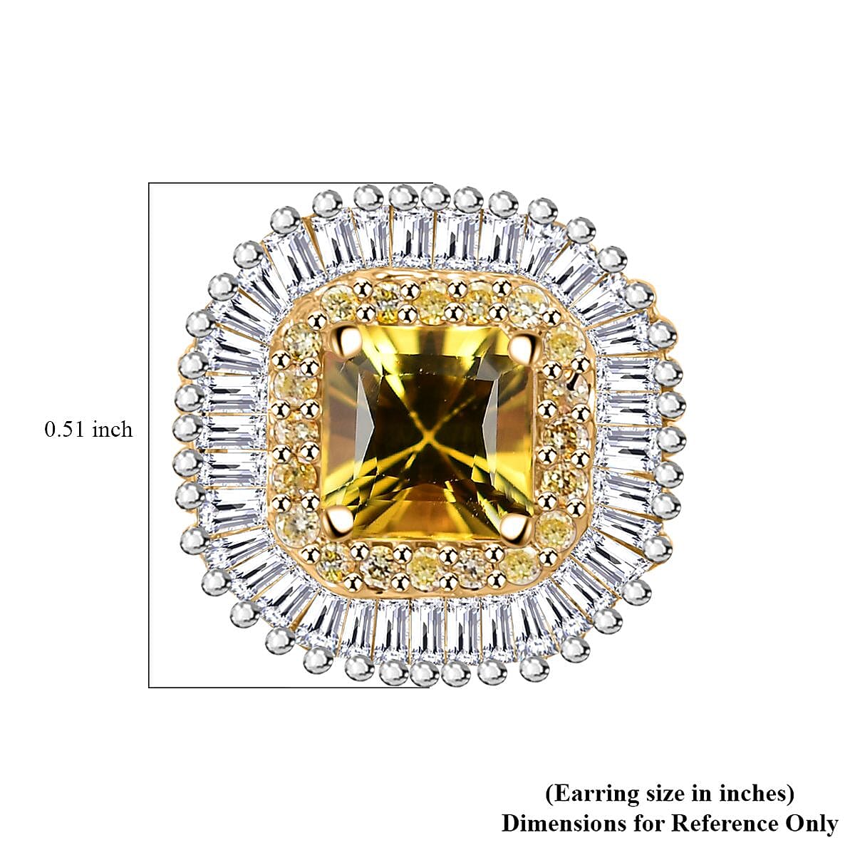 AAA Gelber Saphir, Weißer Diamant Ohrringe, AGI zertifiziert und geprüft, 585 Gelb Gold ca. 2.44 ct
