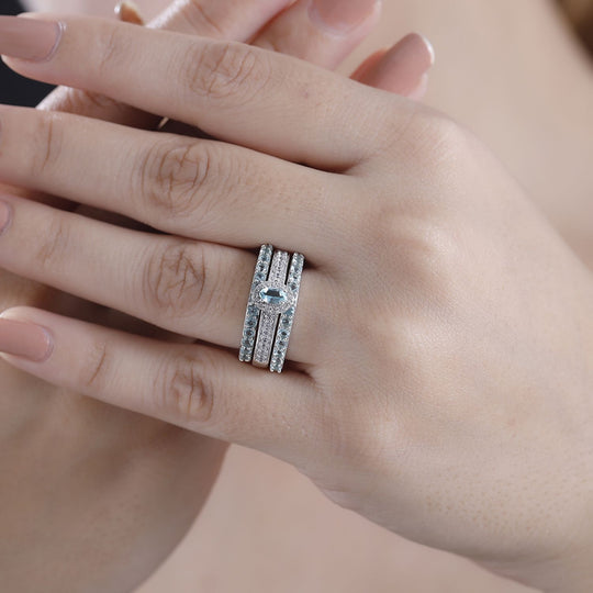 AA Lagunen Apatit Ring 925 Silber rhodiniert (Größe 20.00) ca. 1,87 ct