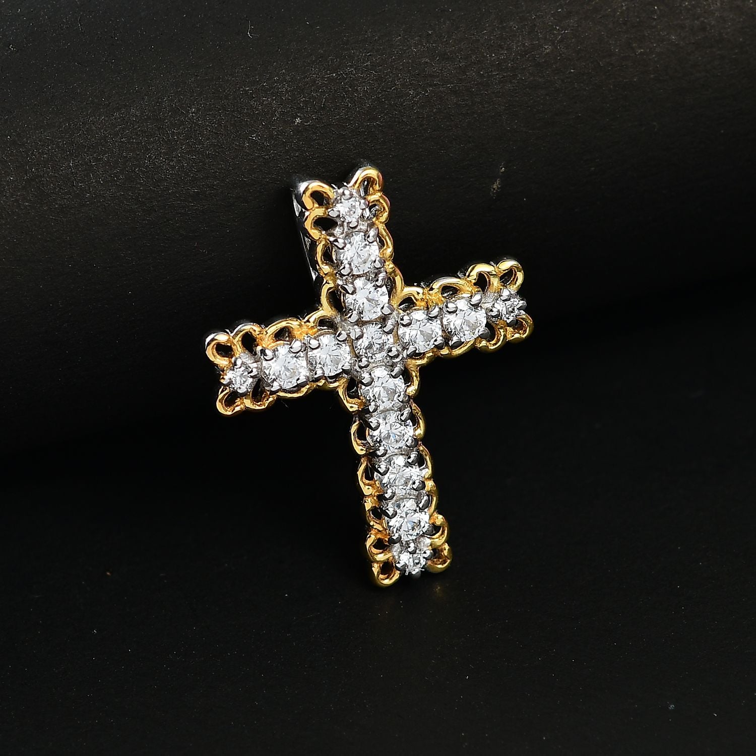 J Francis gefertigt mit SWAROVSKI Zirkonia Anhänger 925 Silber platiniert und vergoldet