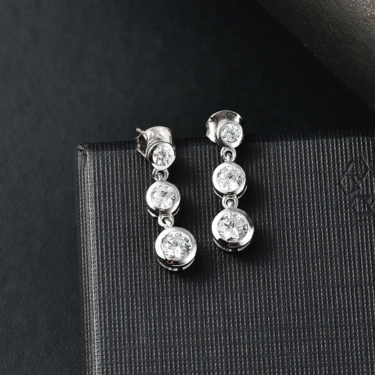 J Francis gefertigt mit SWAROVSKI Zirkonia Ohrringe 925 Silber rhodiniert