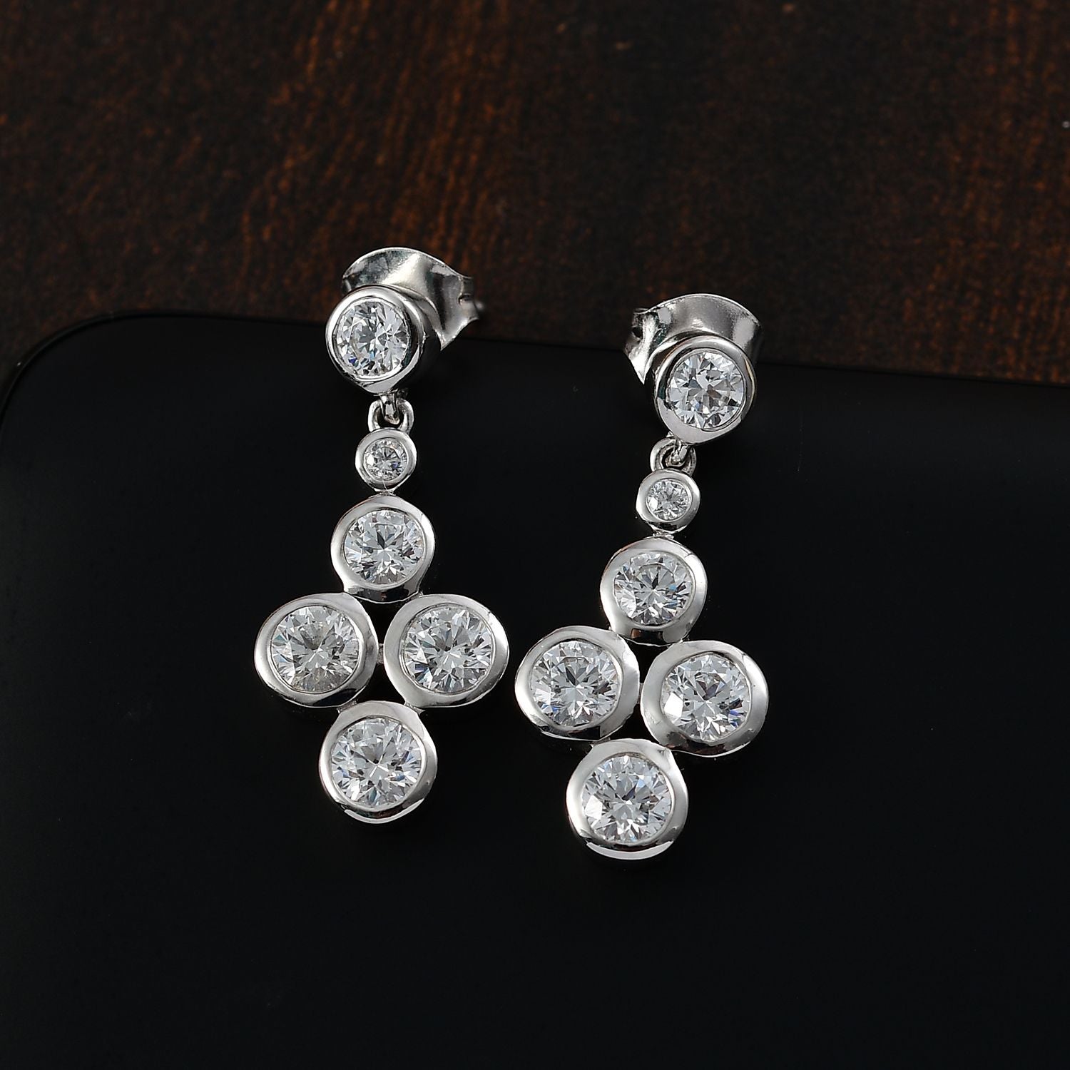 Zirkonia Ohrringe 925 Silber rhodiniert