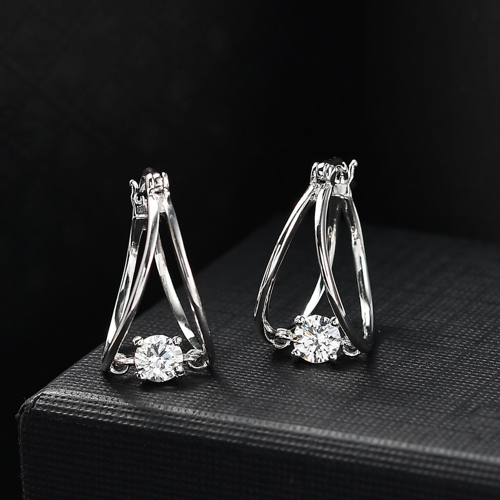 J Francis gefertigt mit SWAROVSKI Zirkonia Ohrringe 925 Silber platiniert
