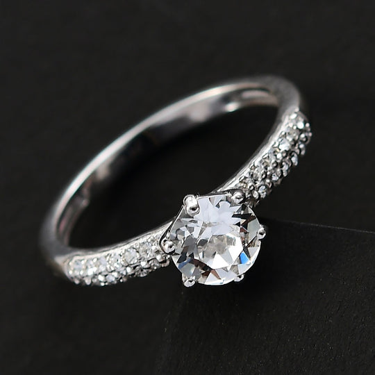 J Francis gefertigt mit SWAROVSKI Weißer Swarovski Kristall Ring 925 Silber rhodiniert
