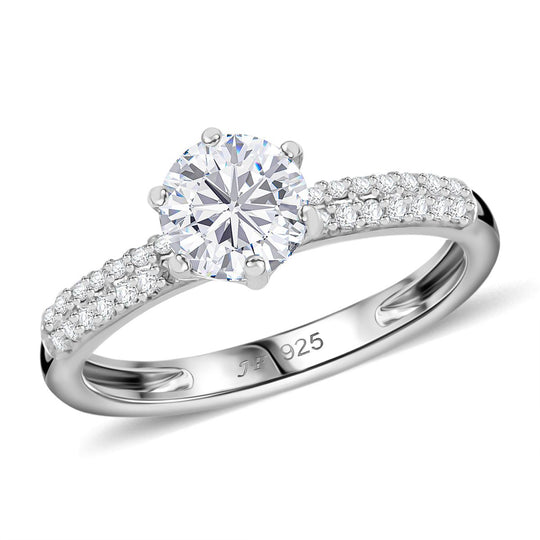 J Francis gefertigt mit SWAROVSKI Weißer Swarovski Kristall Ring 925 Silber rhodiniert