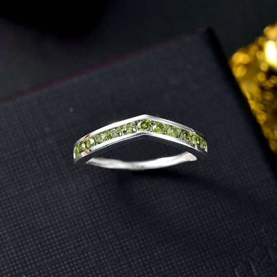 LUSTRO STELLA - Natürlicher Peridot Zirkonia Ring 925 Silber