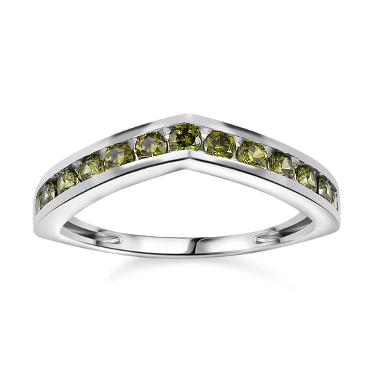 LUSTRO STELLA - Natürlicher Peridot Zirkonia Ring 925 Silber