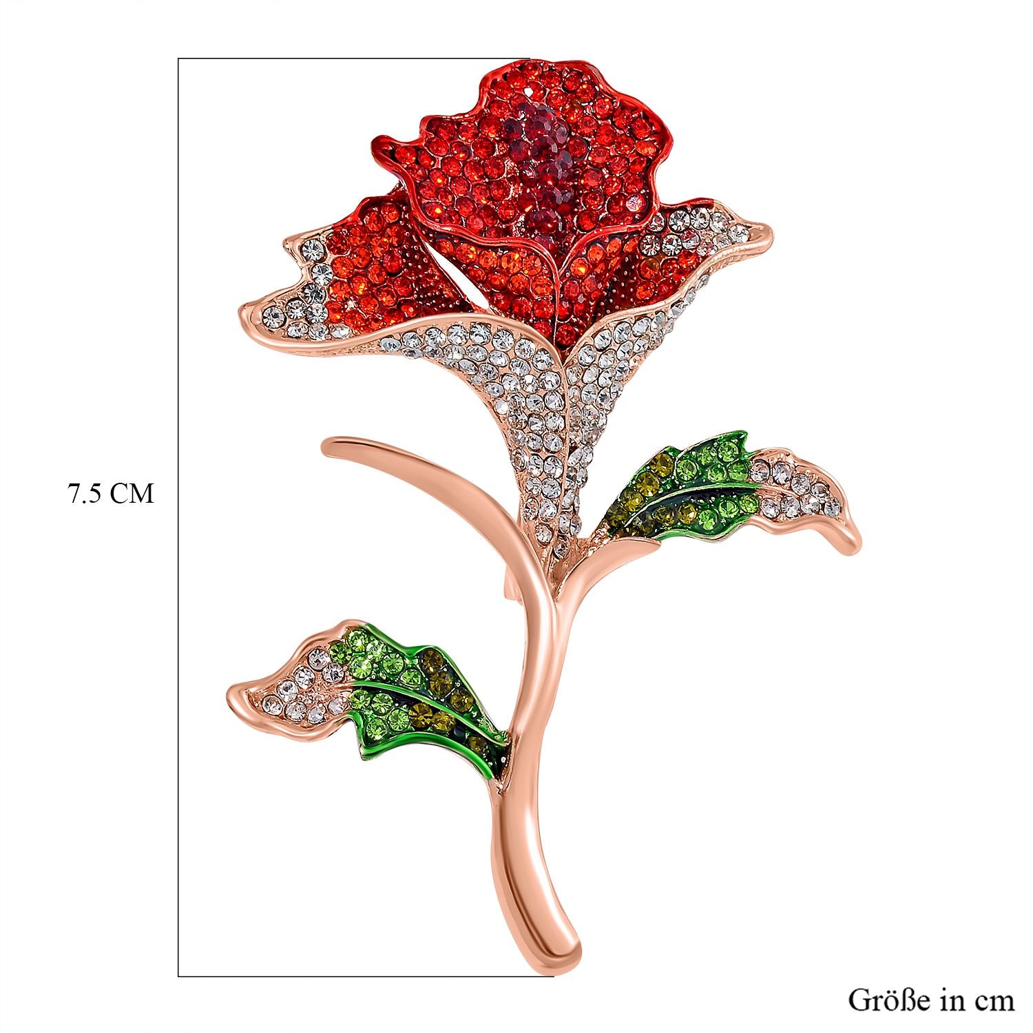 Mehrfarbiger Kristall Brosche Std Rose