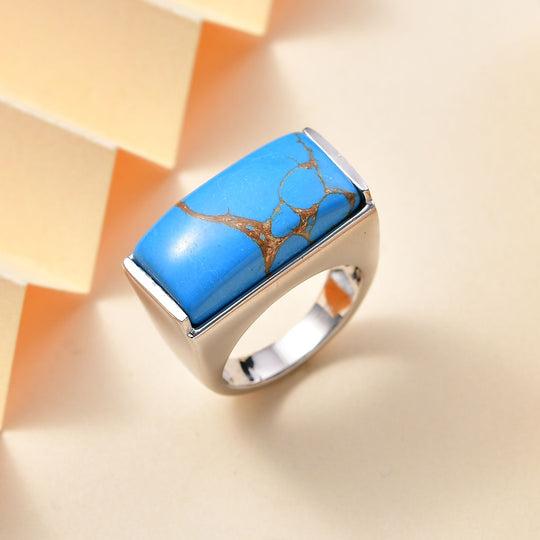 Blaues Türkis Ring Messing ca. 9,54 ct