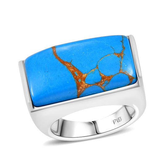 Blaues Türkis Ring Messing ca. 9,54 ct