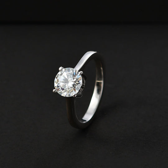 Moissanit Ring 925 Silber platiniert (Größe 21.00) ca. 1,18 ct