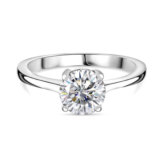 Moissanit Ring 925 Silber platiniert (Größe 21.00) ca. 1,18 ct