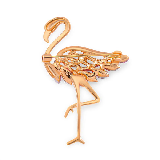 Mehrfarbige Kristall Flamingo Brosche, emailliert
