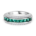 AAA Labor Smaragd und Zirkon Ring, 925 Silber rhodiniert - 1,13 ct.